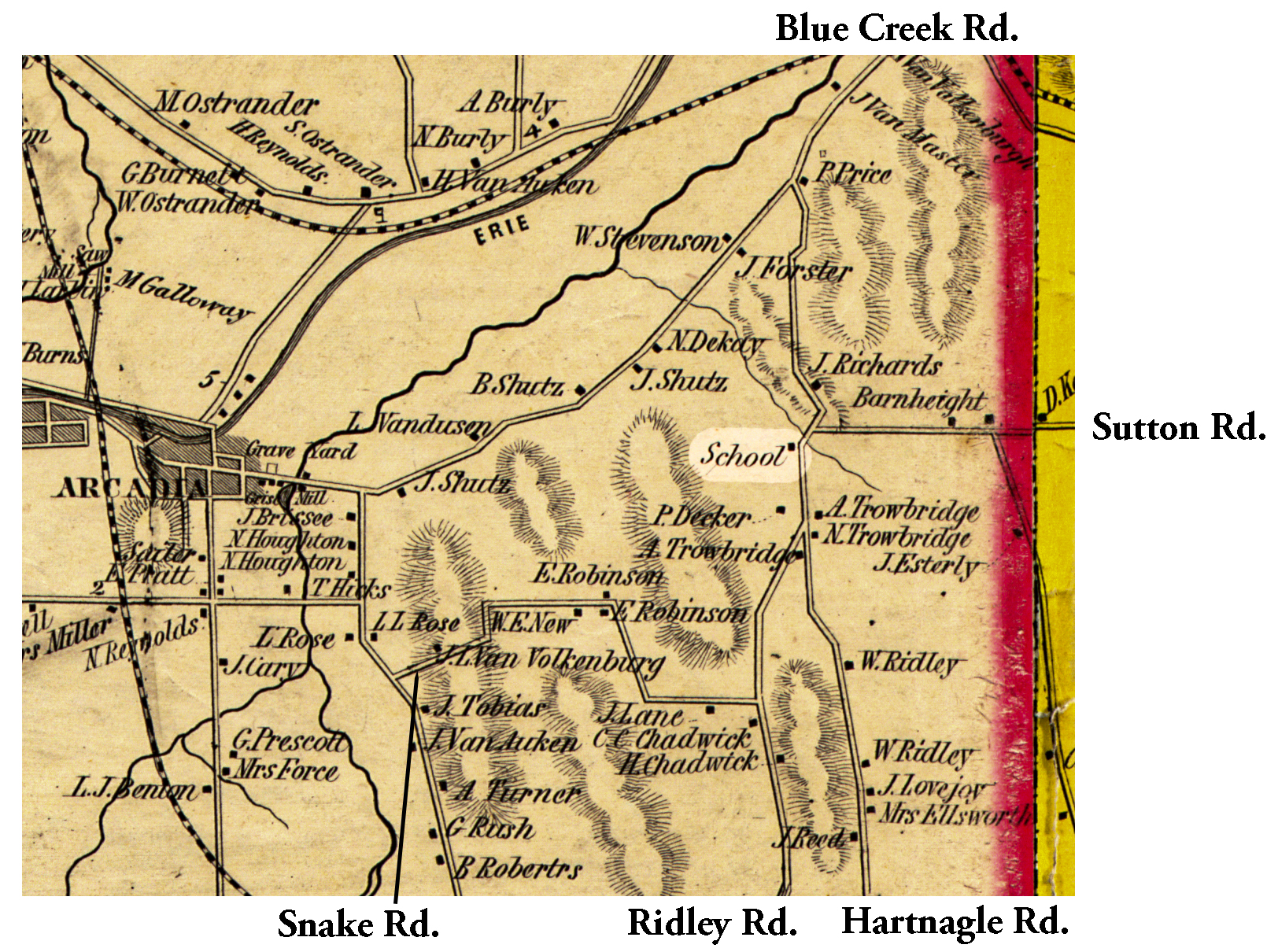 1853 Wayne County Map Arc-14 Excerpt